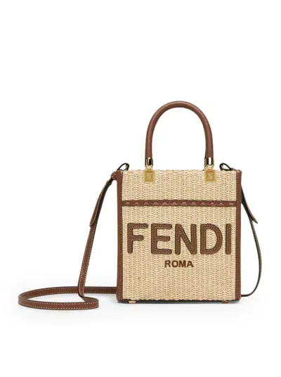 Fendi Shopping Mini Sunshine S Paglia Chicco In Plf Alchemy Gianduia Os