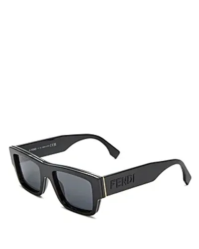 Fendi Signature Square Sunglasses, 53mm In Black/gray Solid