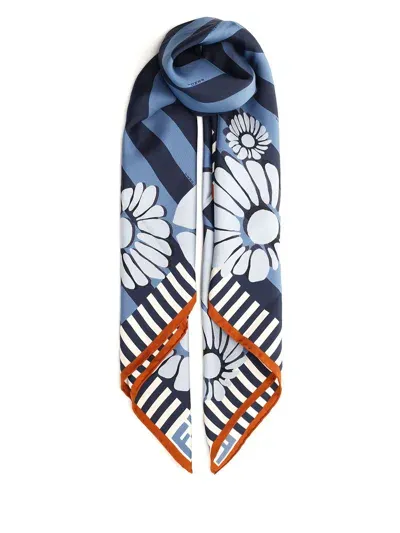 Fendi Silk Foulard Peekaboo Print In Blue