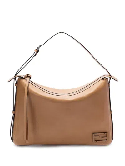 Fendi Simply  Large Shoulder Bag In Beige