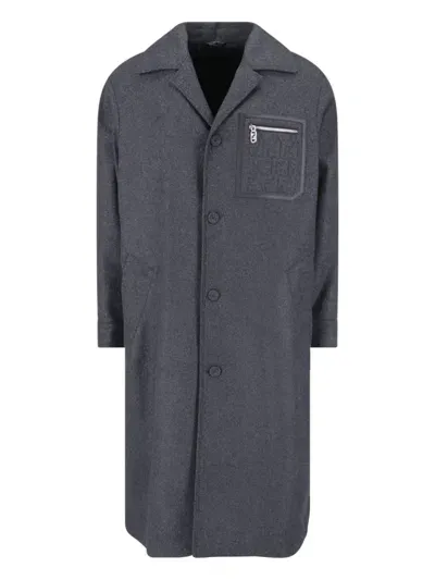 Fendi Single-breasted Coat In Gray