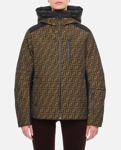 Fendi Ski Canvas Logo Jacket In Brown