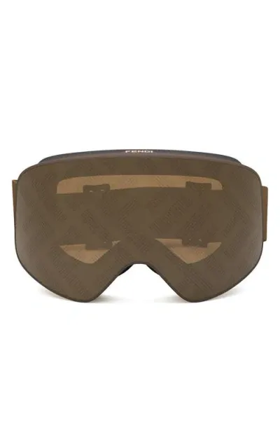 Fendi Ski Mask With Logo Mirrored Lens In Marrone