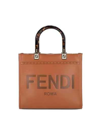 Fendi Small Tote Bag "sunshine" In Brown