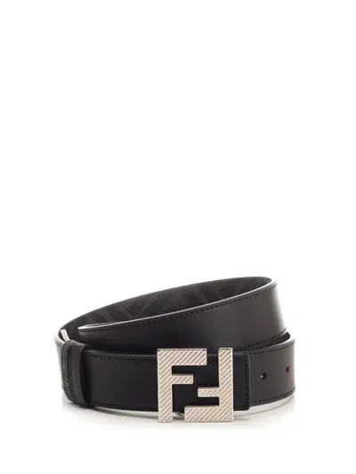 Fendi Squared Ff Belt In Black