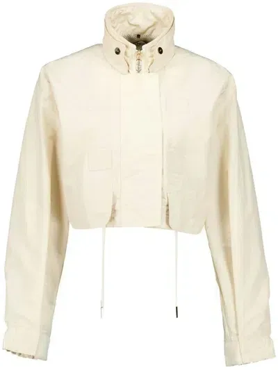 Fendi Stand-up Collar Cropped Jacket In Neutrals