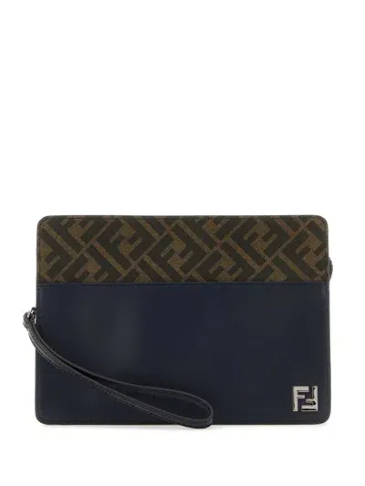 Fendi Standing Clutch Bag In Brown