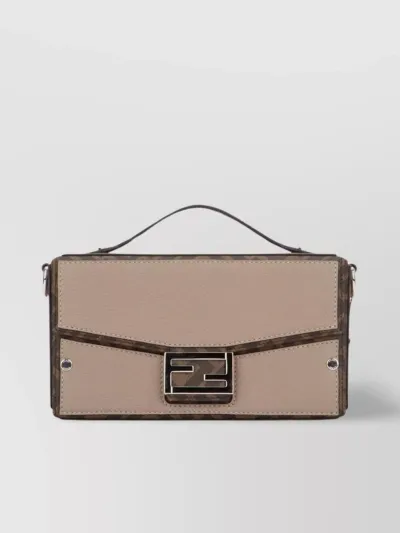 Fendi Ff Soft Trunk Baguette In Cream