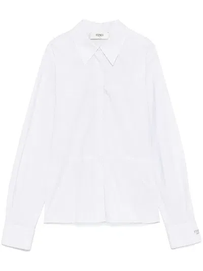 Fendi Striped Shirt In White