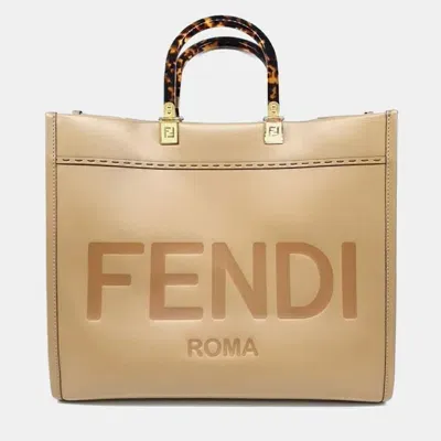 Pre-owned Fendi Sunshine Medium Bag In Beige