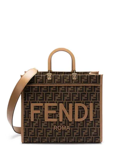 Fendi Sunshine` Medium Shopper Bag In Brown