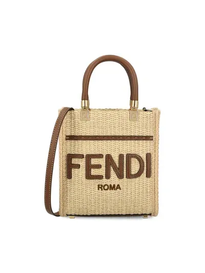 Fendi Sunshine Mini Tote Bag In Beige