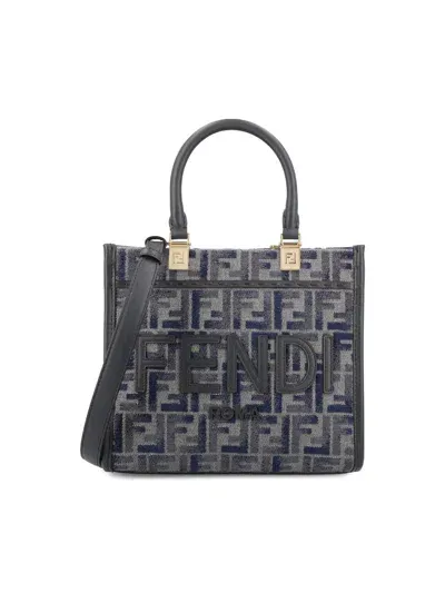 Fendi Sunshine Small Shopper Bag In Blue