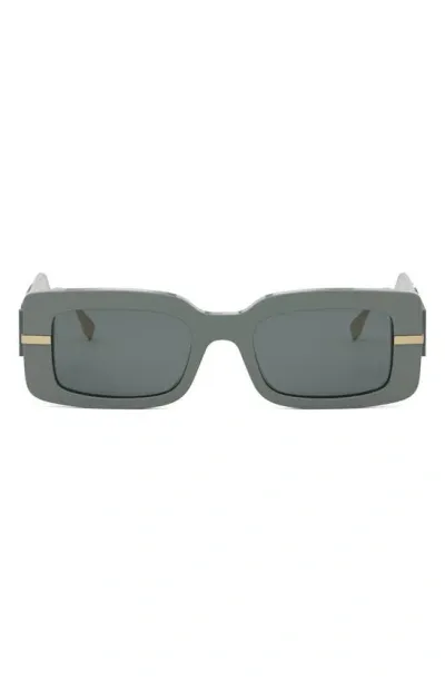 Fendi The Graphy 51mm Rectangular Sunglasses In Grey/smoke