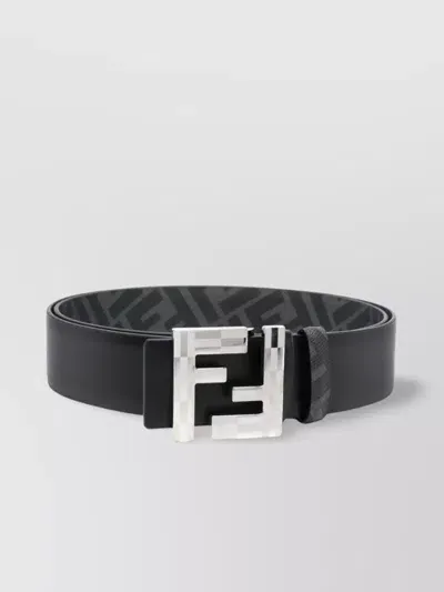 Fendi Twin Buckle Leather Belt In Black