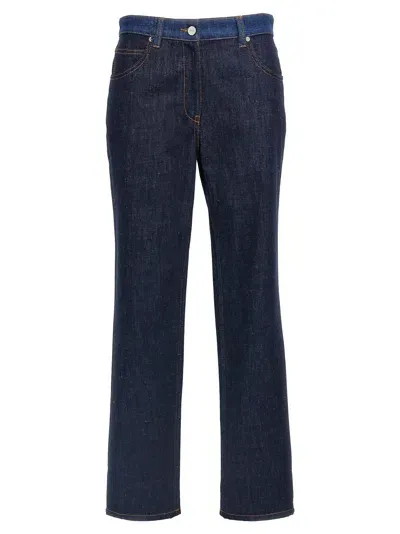 Fendi Two-tone Jeans In Blue