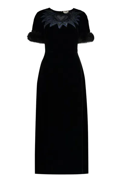 Fendi Velvet Dress In Black