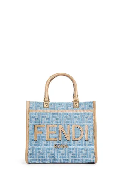 Fendi Woman Blue Top Handle Bags