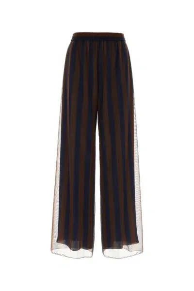 Fendi Stripe Printed High Waisted Pants In Multicolor