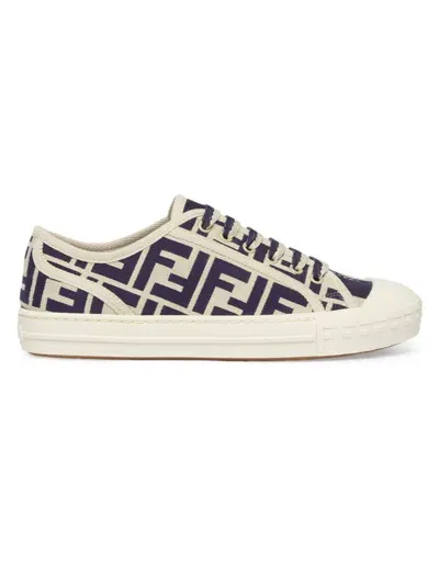 Fendi Low Top Jacquard Sneakers In Midnight