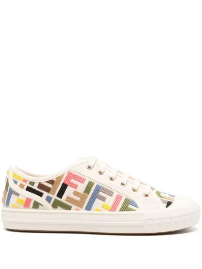 Fendi Women's Domino Sneakers | Size 37 | 8e8325arivf1c4t In Multicolor