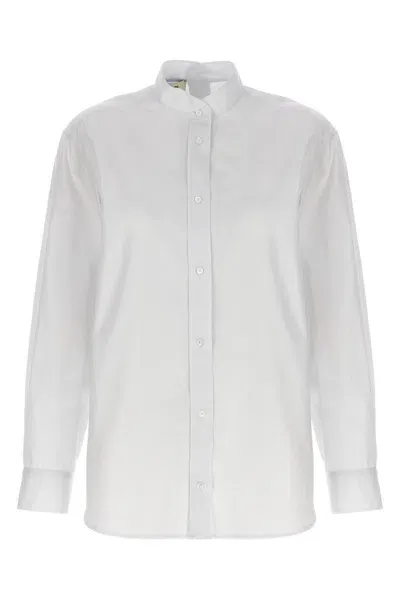 Fendi Collared Cotton Shirt With Long Sleeves In White