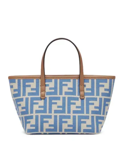 Fendi Roll Ff Jacquard Mini Tote Bag In Blue