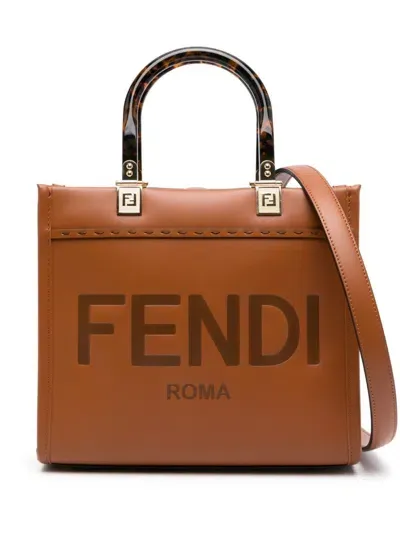 Fendi Sunshine Small Shopper Bag In Brown