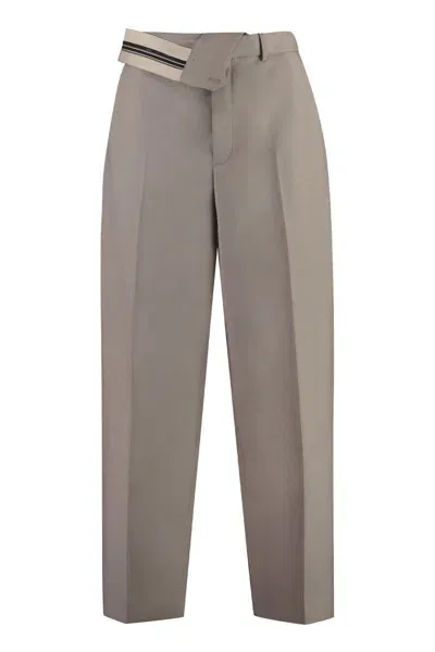 Fendi Wool Carrot-fit Trousers In Grey