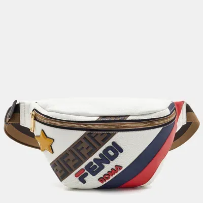 Pre-owned Fendi X Fila White/multicolor Leather Belt Bag