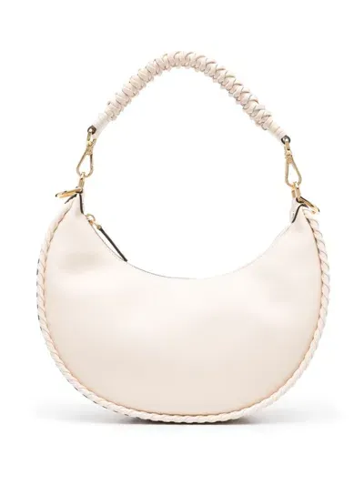 Fendi Graphy Small Leather Shoulder Bag In White