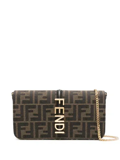 Fendi Graphy Wallet On Chain In Brown