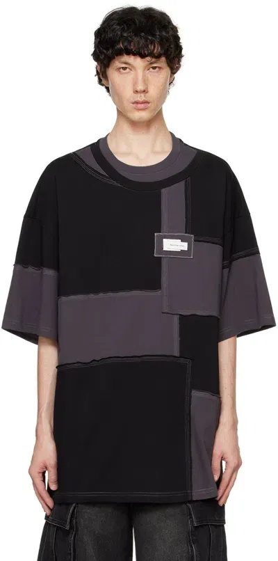 Feng Chen Wang Black & Gray Patchwork T-shirt In Black/grey