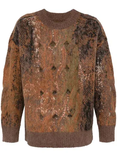 Feng Chen Wang Jacquard Sweater In Brown