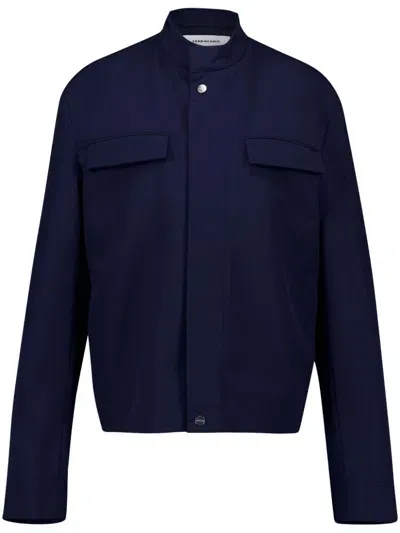 Ferragamo Band-collar Jacket In Navy