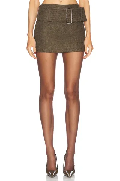 Ferragamo Belted Mini Skirt In Olive & Uniform Green