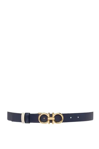 Ferragamo Belts In Navy/bone