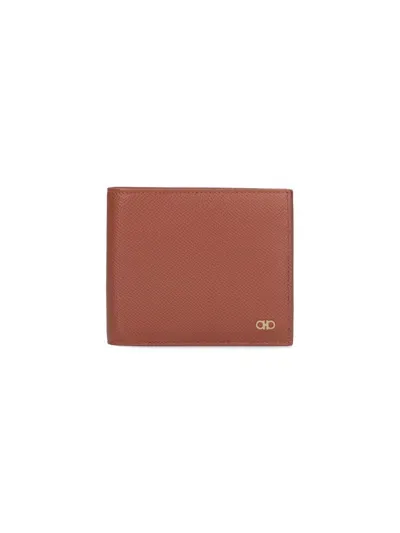 Ferragamo Gancini-plaque Leather Wallet In Brown