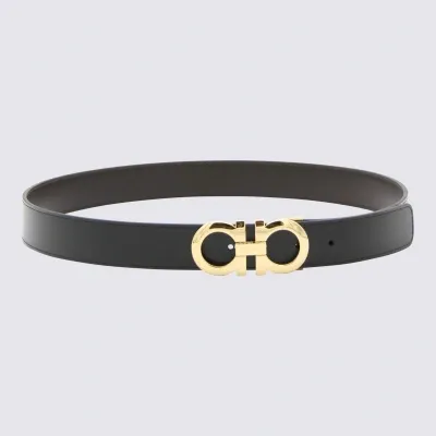 Ferragamo Black Leather Gancini Belt