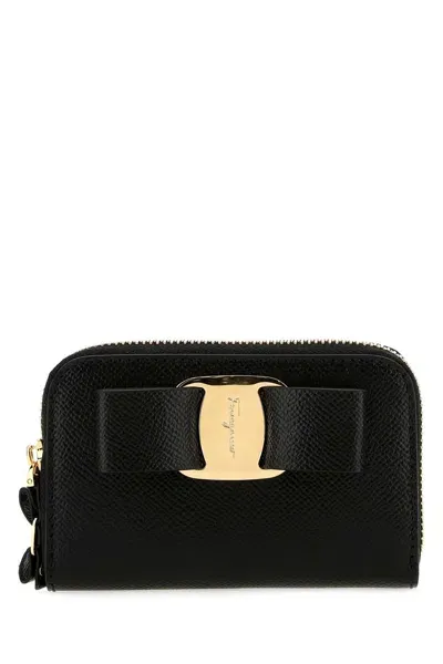 Ferragamo Black Leather Wallet In Nero