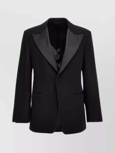 Ferragamo Single Breasted Tuxedo Blazer In Black