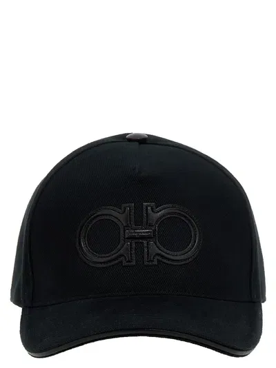 Ferragamo Boldleat Baseball Cap In Black