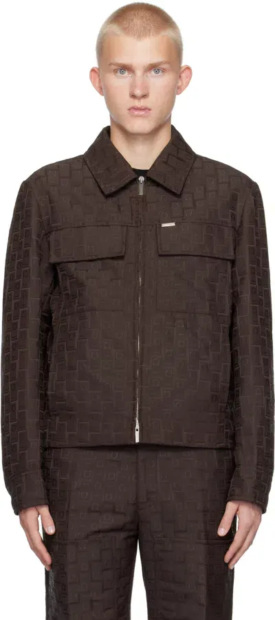 Ferragamo Brown  Monogram Jacket In Expresso