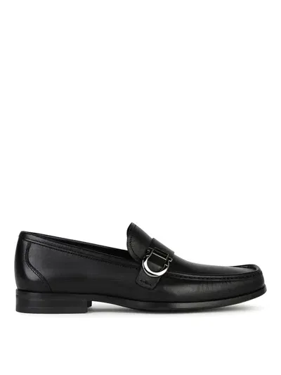 Ferragamo Caspian Black Leather Loafers In Schwarz