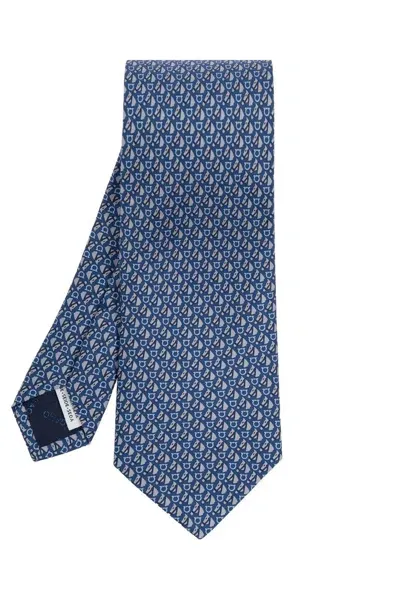 Ferragamo Equestrian Printed Tie In Gray