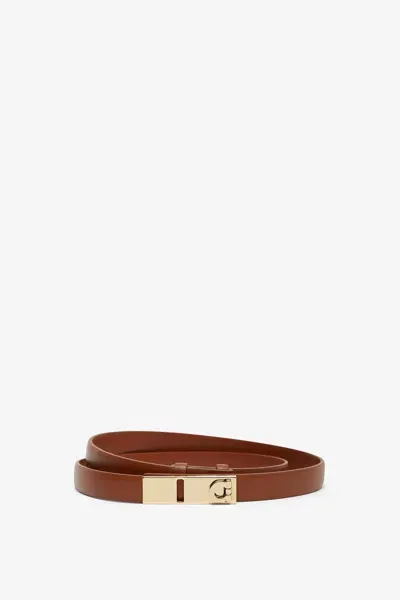 Ferragamo 18mm Hug Leather Belt In Cognac