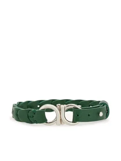 Ferragamo Gancini Braided Bracelet In Green