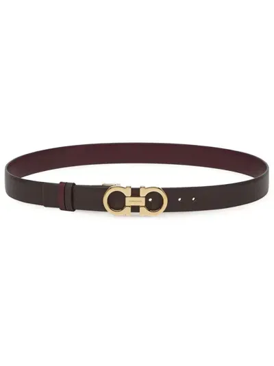 Ferragamo Gancini-buckle Leather Belt In Brown