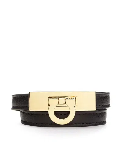 Ferragamo Gancini Double Twist Bracelet - Mis 17 In Black