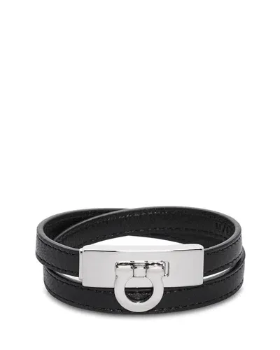 Ferragamo Gancini Double-loop Bracelet In Black